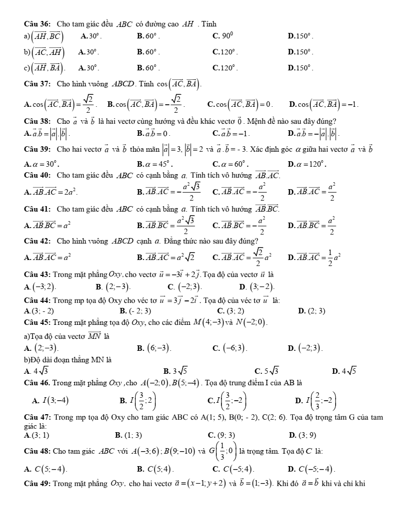 Đề cương ôn tập Học kì 1 Toán 10 trường THPT Đại Mỗ năm 2025-2026