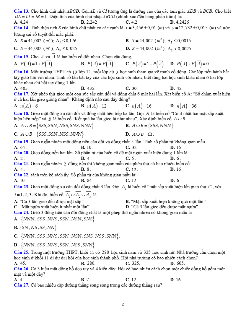 Đề cương ôn tập Học kì 2 Toán 10 trường THPT Bùi Hữu Nghĩa (Cần Thơ) năm 2025-2026