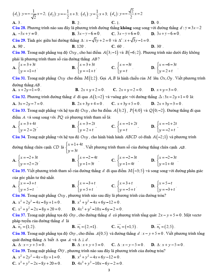 Đề cương ôn tập Học kì 2 Toán 10 trường THPT Bùi Hữu Nghĩa (Cần Thơ) năm 2025-2026