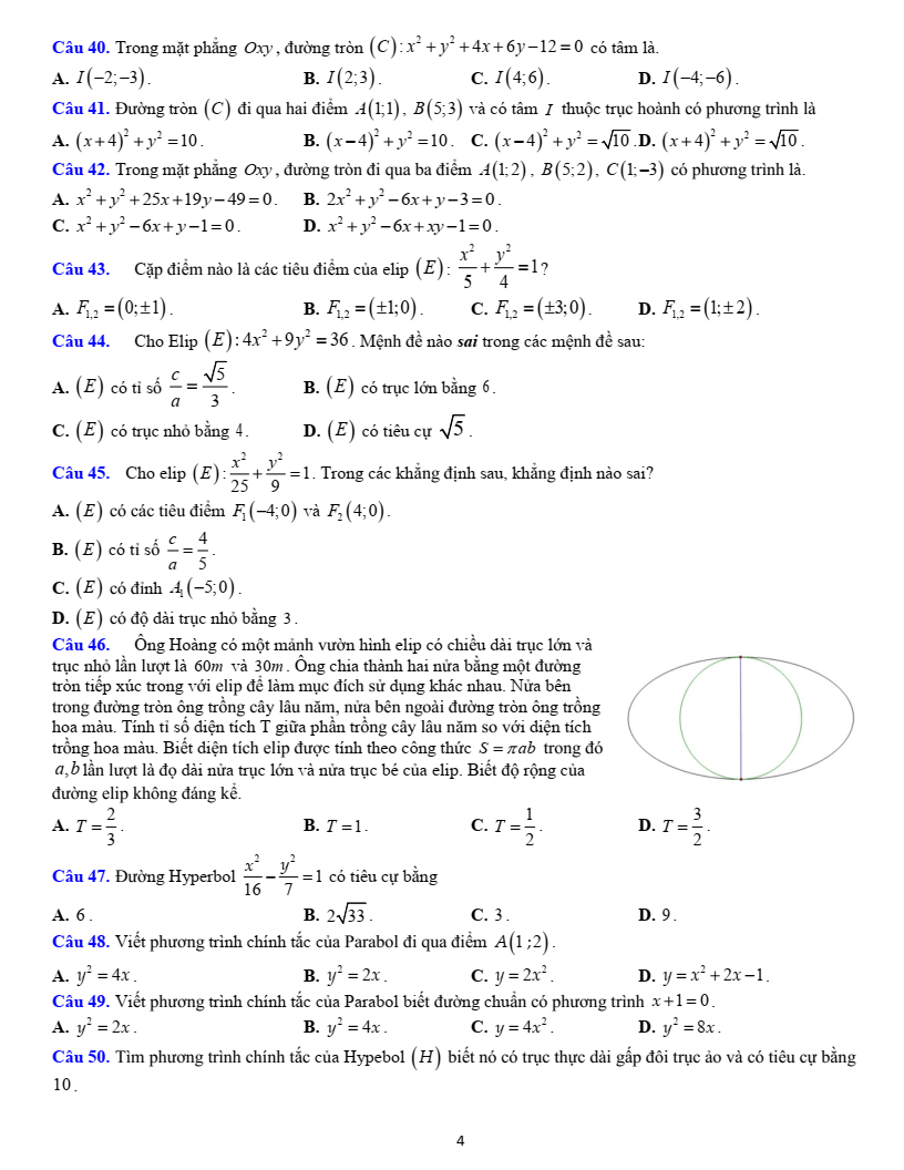 Đề cương ôn tập Học kì 2 Toán 10 trường THPT Bùi Hữu Nghĩa (Cần Thơ) năm 2025-2026