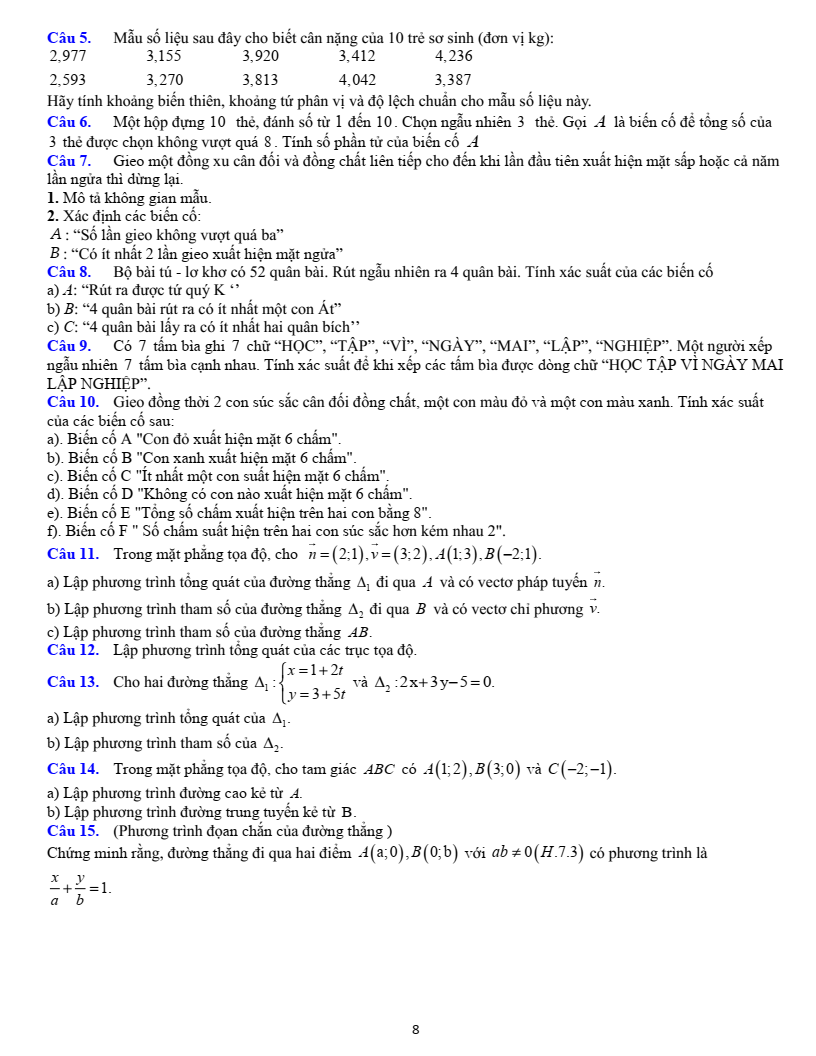 Đề cương ôn tập Học kì 2 Toán 10 trường THPT Bùi Hữu Nghĩa (Cần Thơ) năm 2025-2026