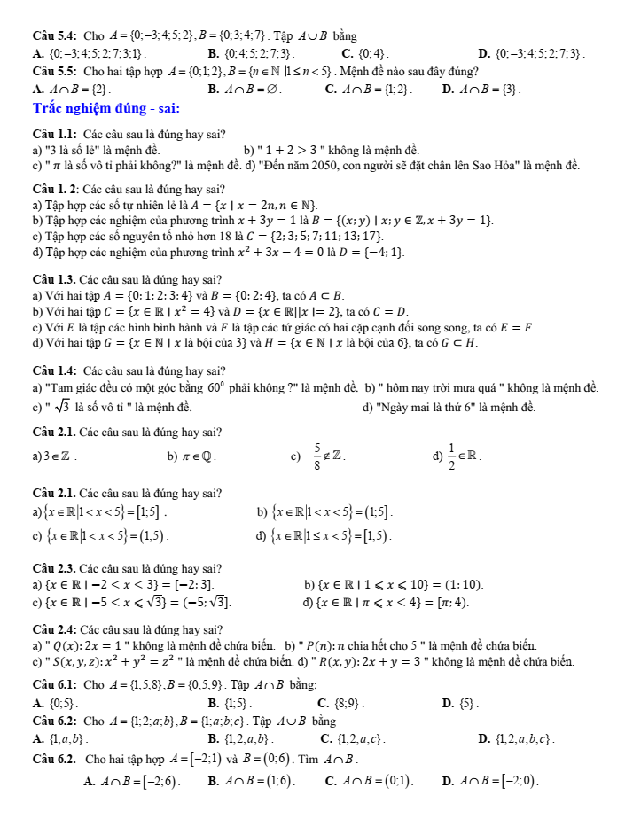 Đề cương ôn tập Giữa kì 1 Toán 10 trường THPT Đức Trọng năm 2025-2026