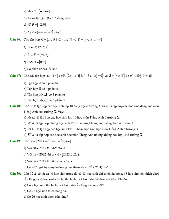 Đề cương ôn tập Giữa kì 1 Toán 10 trường THPT Trần Phú – Hoàn Kiếm năm 2025-2026