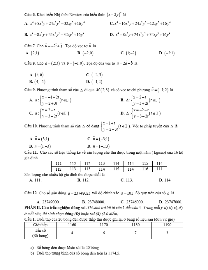 Đề cương ôn tập Giữa kì 2 Toán 10 trường THPT Trần Quang Khải năm 2024-2025