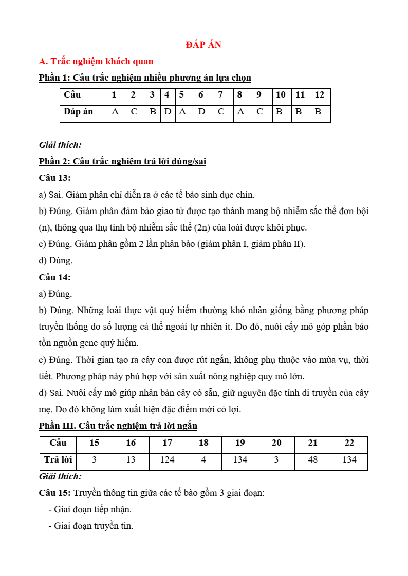 6+ Đề thi Giữa kì 2 Sinh học 10 Chân trời sáng tạo (có đáp án)