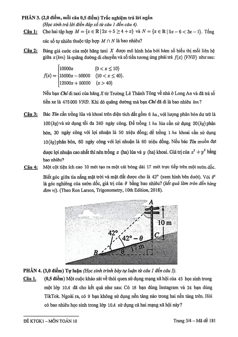 Đề thi Giữa kì 1 Toán 10 TH-THCS-THPT Lê Thánh Tông năm 2025-2026