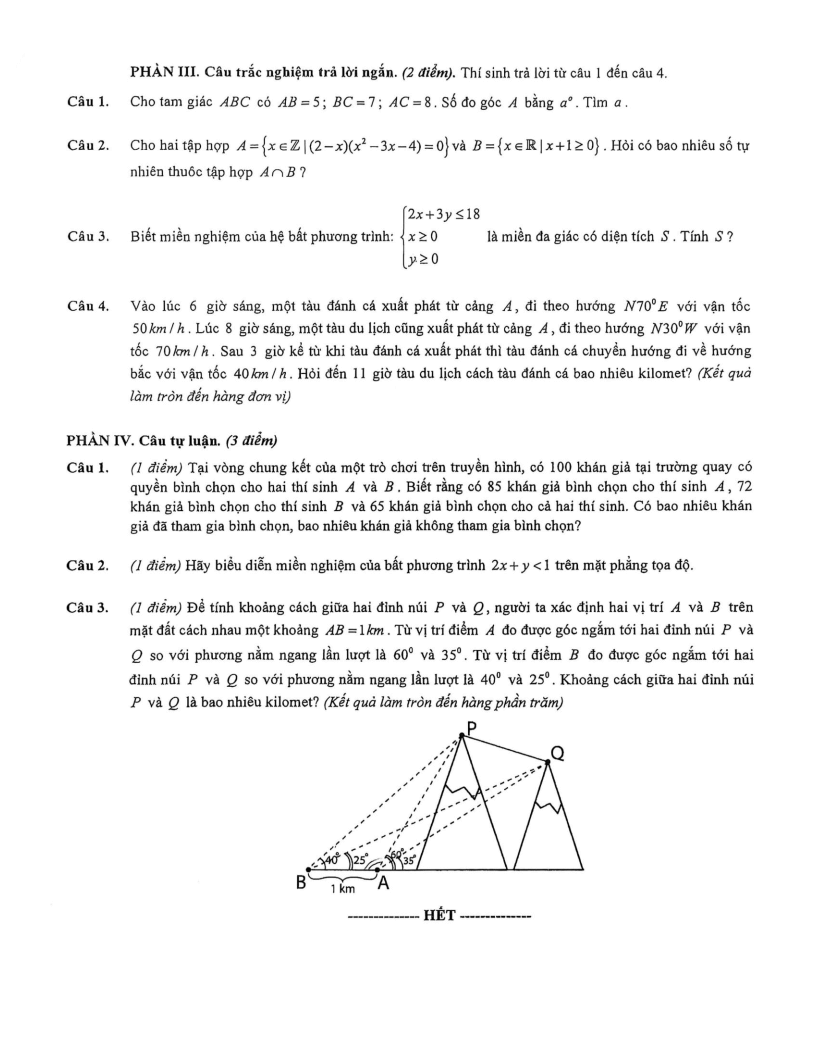 Đề thi Giữa kì 1 Toán 10 THPT Việt Đức năm 2025-2026