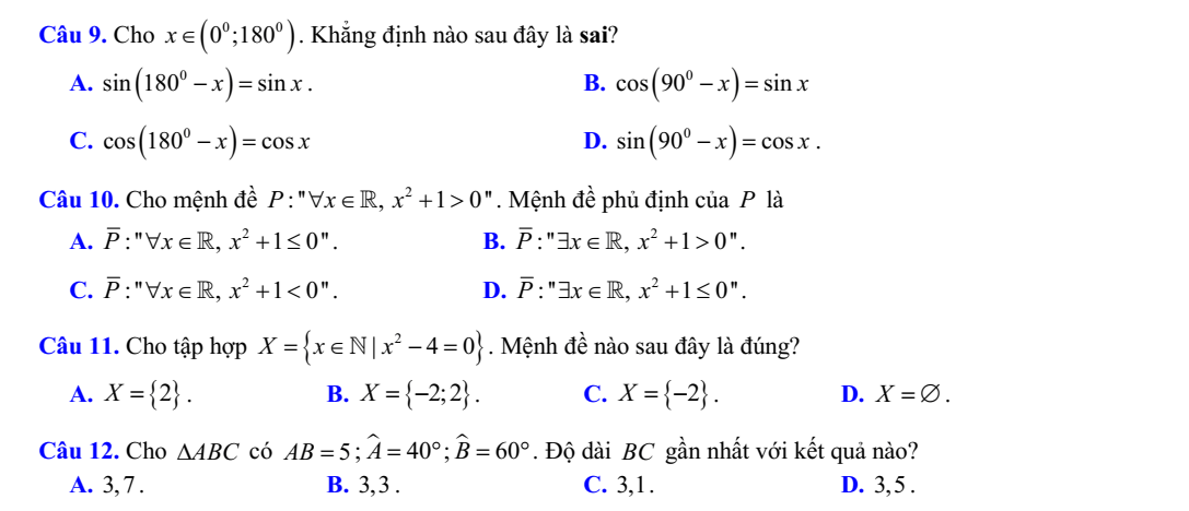 Đề thi Giữa kì 1 Toán 10 năm 2024-2025 trường THCS và THPT Nguyễn Bỉnh Khiêm (Hà Nội)