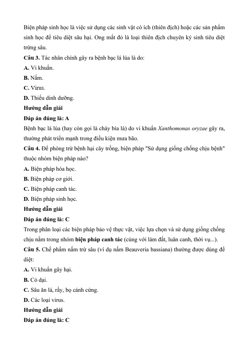 5 Đề thi Giữa kì 2 Công nghệ trồng trọt 10 Kết nối tri thức (có đáp án)