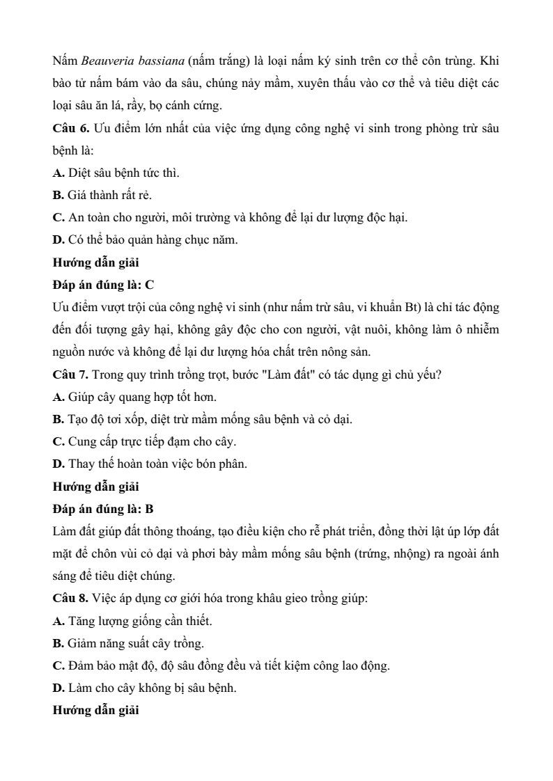 5 Đề thi Giữa kì 2 Công nghệ trồng trọt 10 Kết nối tri thức (có đáp án)