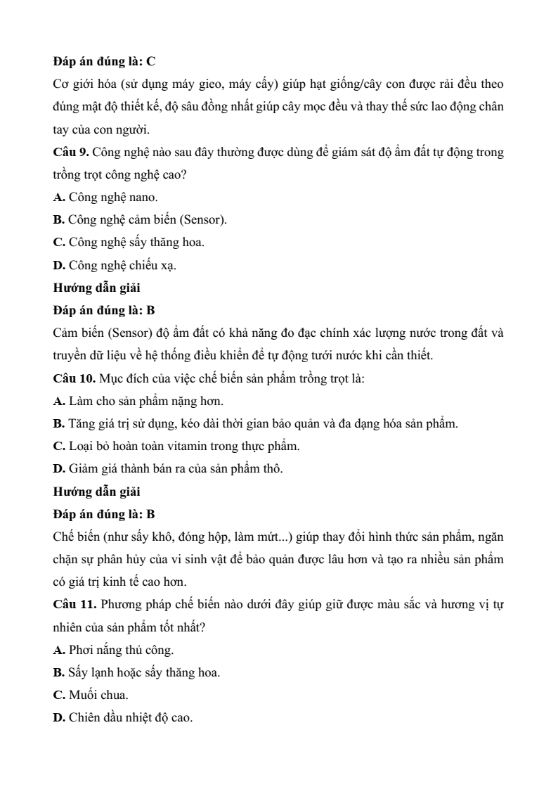 5 Đề thi Giữa kì 2 Công nghệ trồng trọt 10 Kết nối tri thức (có đáp án)