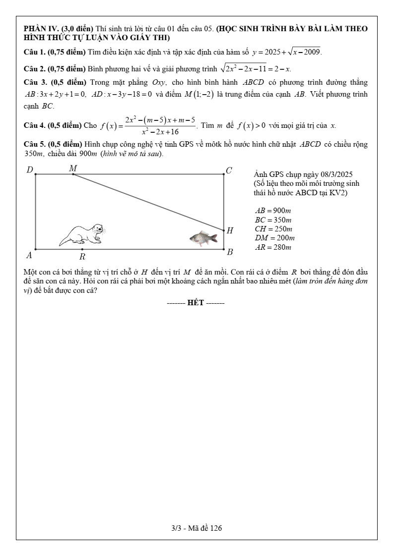 Đề thi Giữa kì 2 Toán 10 trường THPT Ea H’Leo (Đắk Lắk) năm 2024-2025