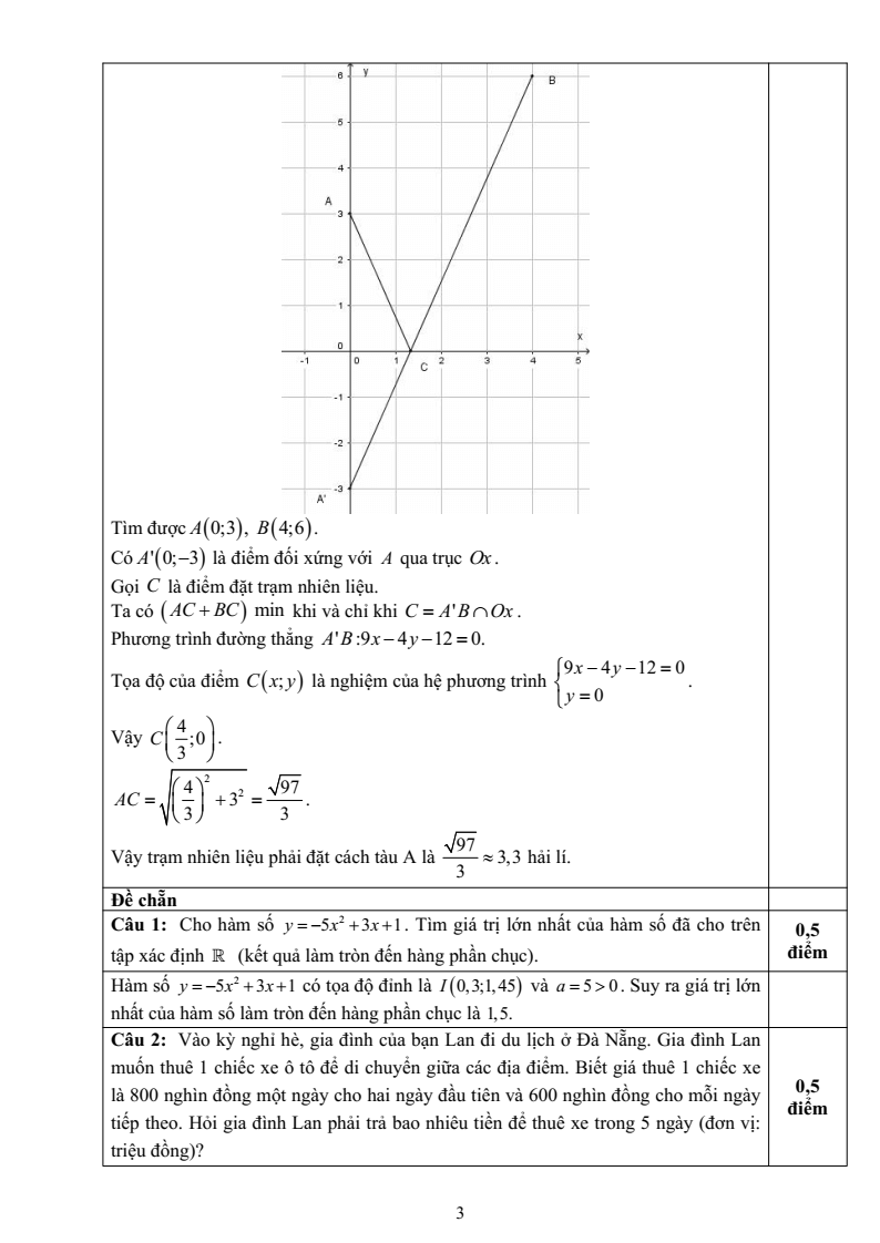 Đề thi Giữa kì 2 Toán 10 trường THPT Hướng Hóa (Quảng Trị) năm 2024-2025