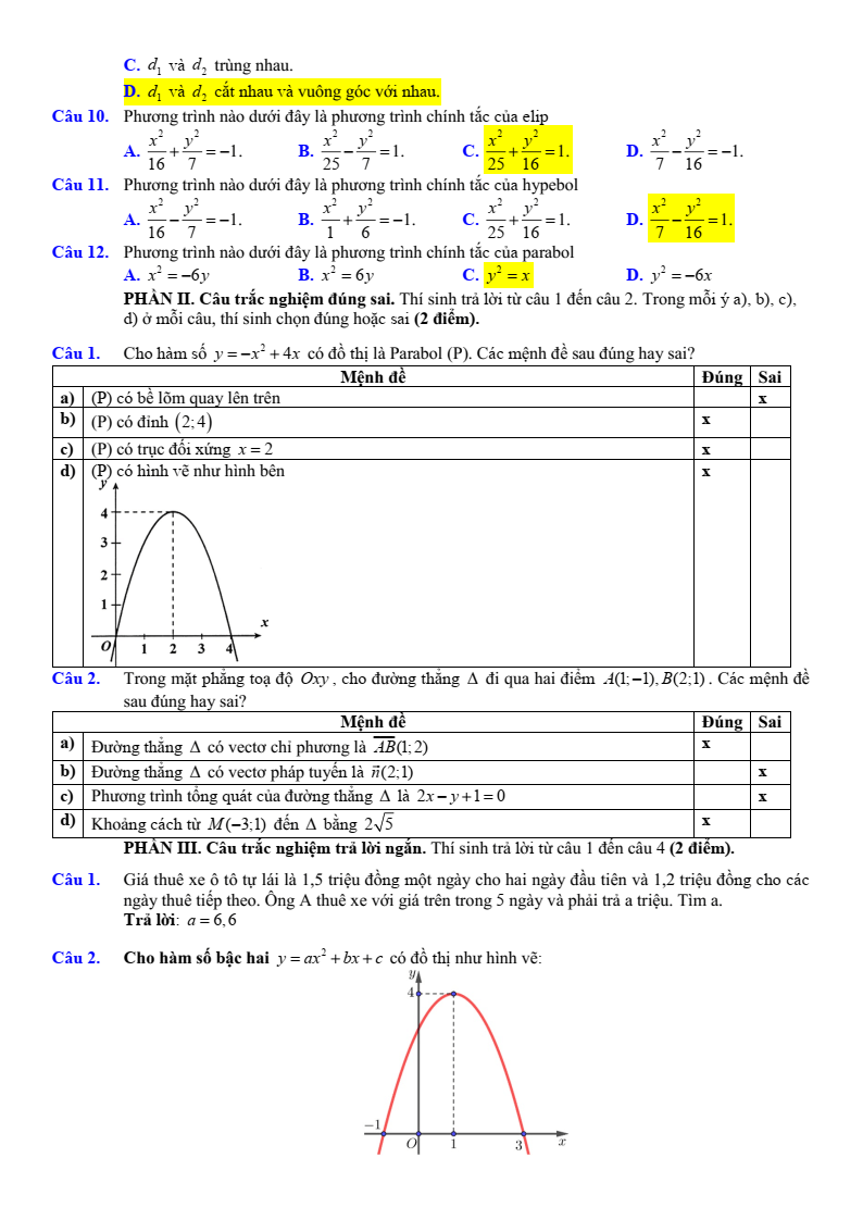 Đề thi Giữa kì 2 Toán 10 trường THPT Mường Than (Lai Châu) năm 2024-2025