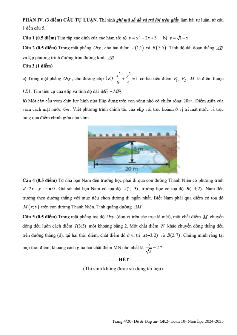 Đề thi Giữa kì 2 Toán 10 trường THPT Ngô Gia Tự (Phú Yên) năm 2024-2025