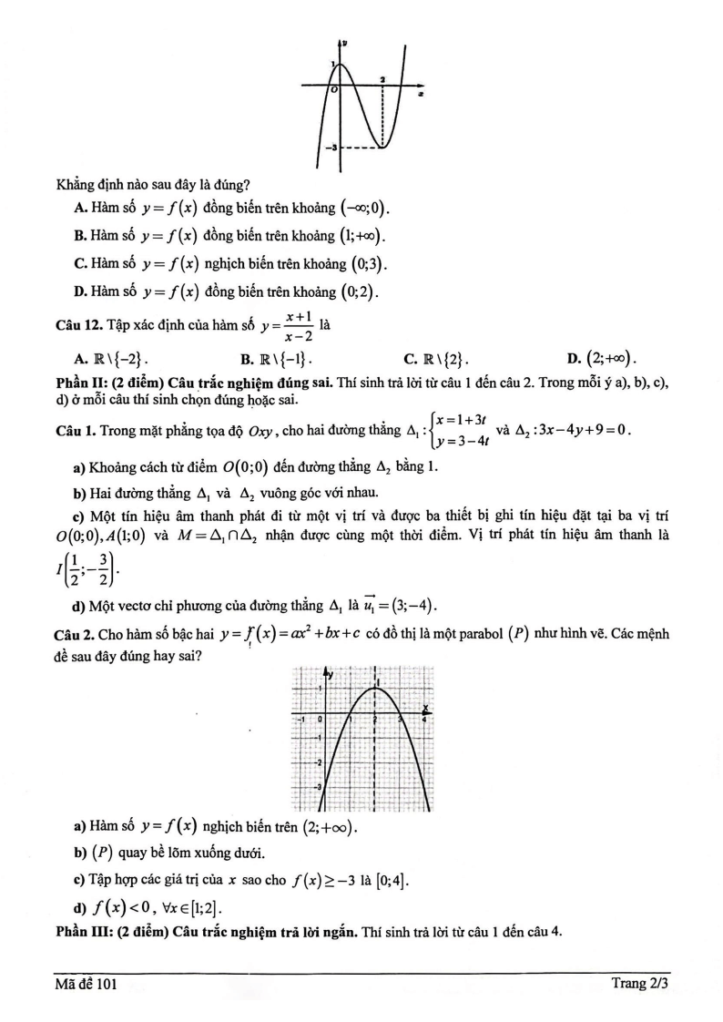 Đề thi Giữa kì 2 Toán 10 trường THPT Nguyễn Quốc Trinh (Hà Nội) năm 2024-2025