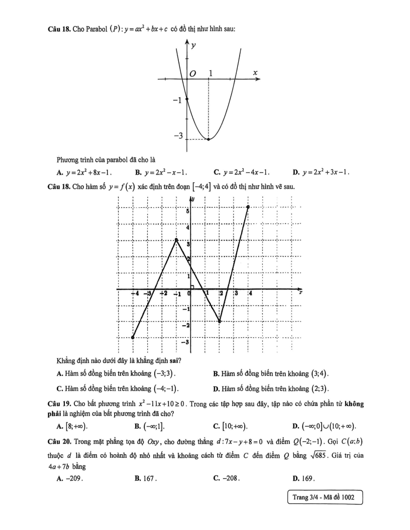 Đề thi Giữa kì 2 Toán 10 trường THPT Phan Đình Phùng (Hà Nội) năm 2025-2026