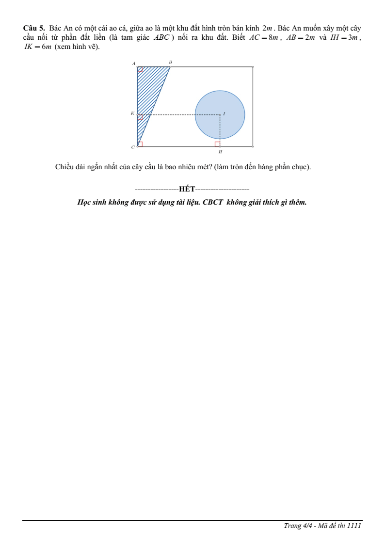 Đề thi Giữa kì 2 Toán 10 trường THPT Quảng Trị (Quảng Trị) năm 2025-2026
