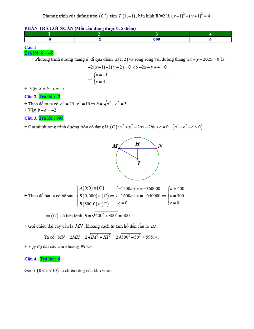 Đề thi Giữa kì 2 Toán 10 trường THPT Sầm Sơn (Thanh Hóa) năm 2024-2025