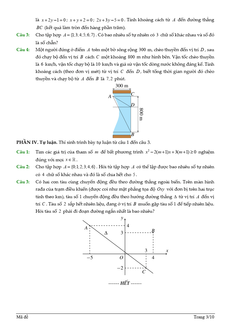 Đề thi Giữa kì 2 Toán 10 trường THPT Thủ Đức (Tp.HCM) năm 2024-2025