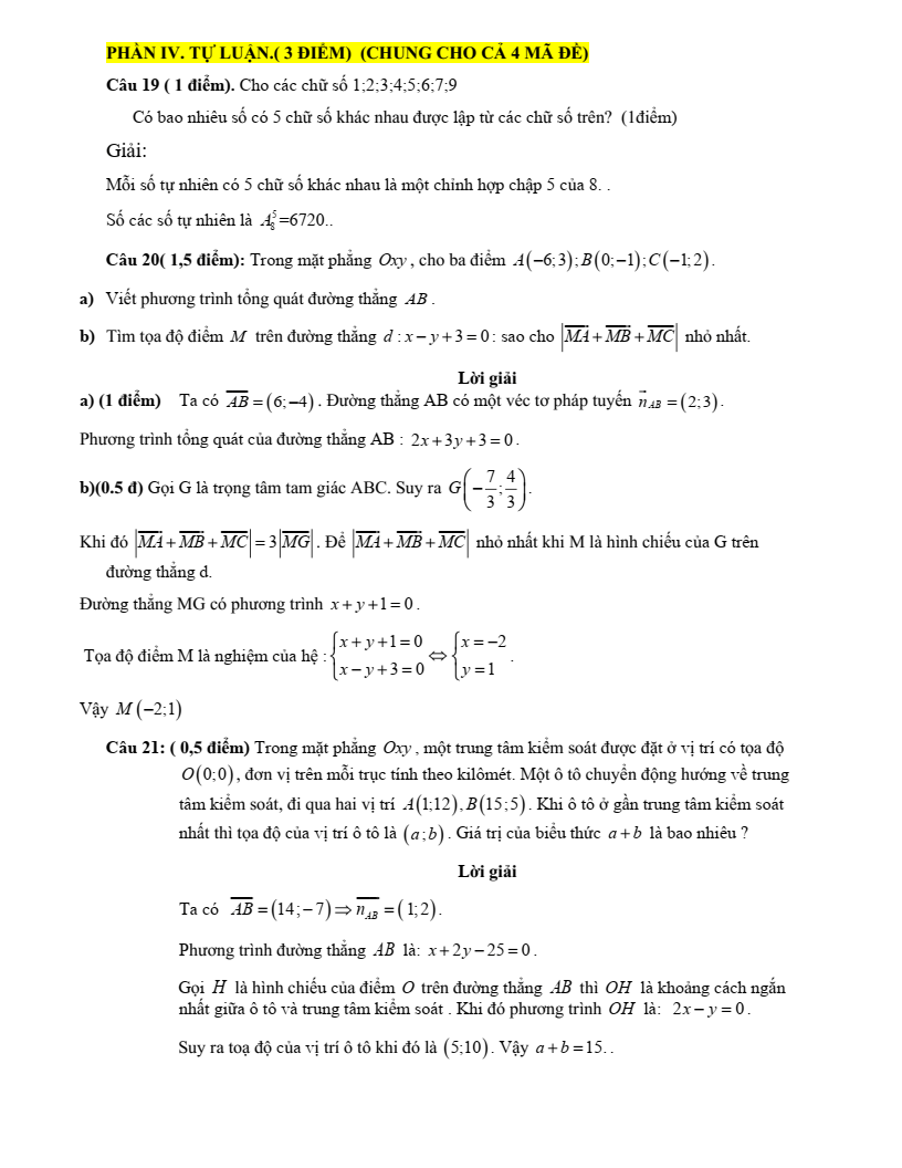 Đề thi Giữa kì 2 Toán 10 trường THPT Thuận Thành 1-2-3 (Bắc Ninh) năm 2024-2025