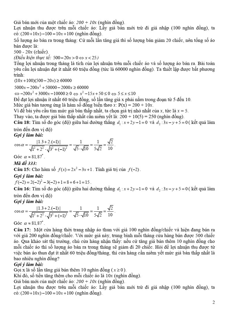 Đề thi Giữa kì 2 Toán 10 trường THPT Vĩnh Linh (Quảng Trị) năm 2025-2026