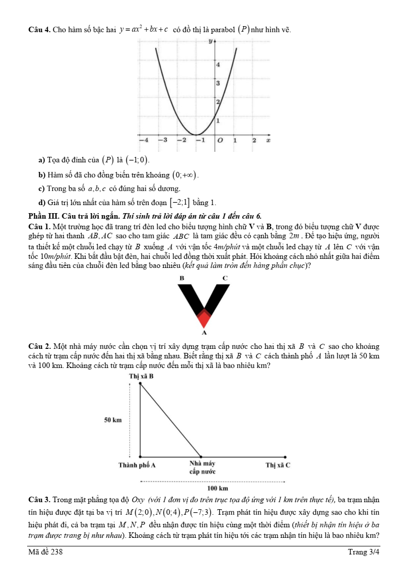 Đề thi Giữa kì 2 Toán 10 trường THPT Việt Nam - Ba Lan (Hà Nội) năm 2024-2025