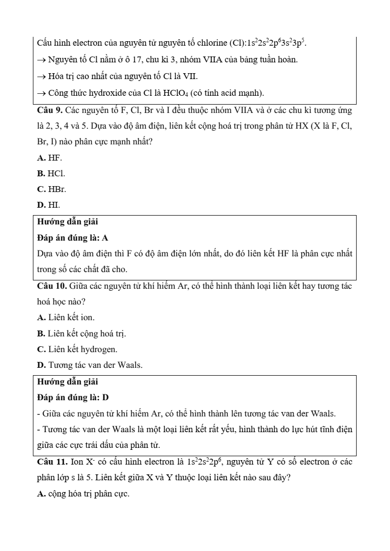 12 Đề thi Học kì 1 Hóa học 10 Chân trời sáng tạo năm 2025 (có đáp án)