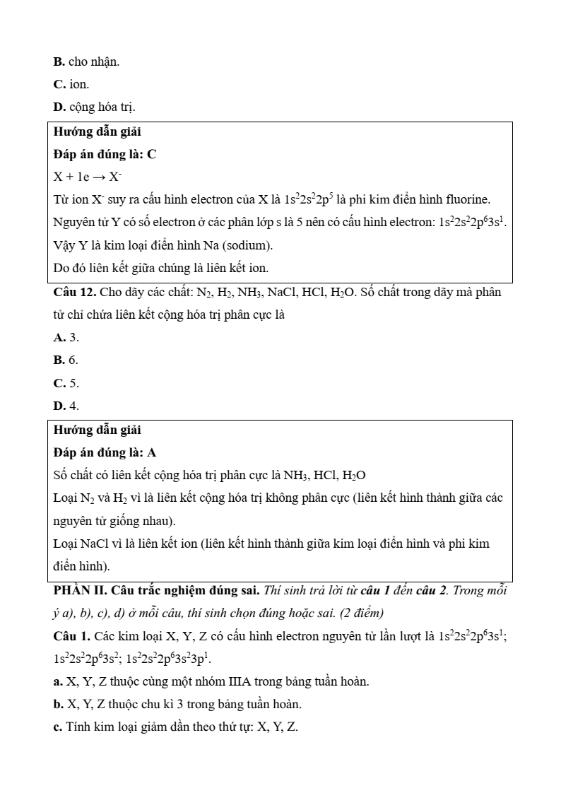 12 Đề thi Học kì 1 Hóa học 10 Chân trời sáng tạo năm 2025 (có đáp án)