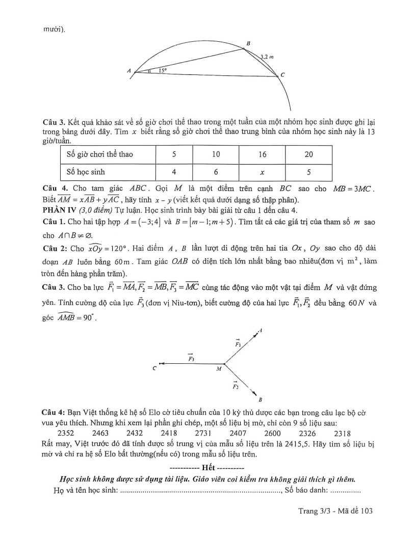 Đề thi Học kì 1 Toán 10 trường chuyên Lê Quý Đôn (Đà Nẵng) năm 2025-2026