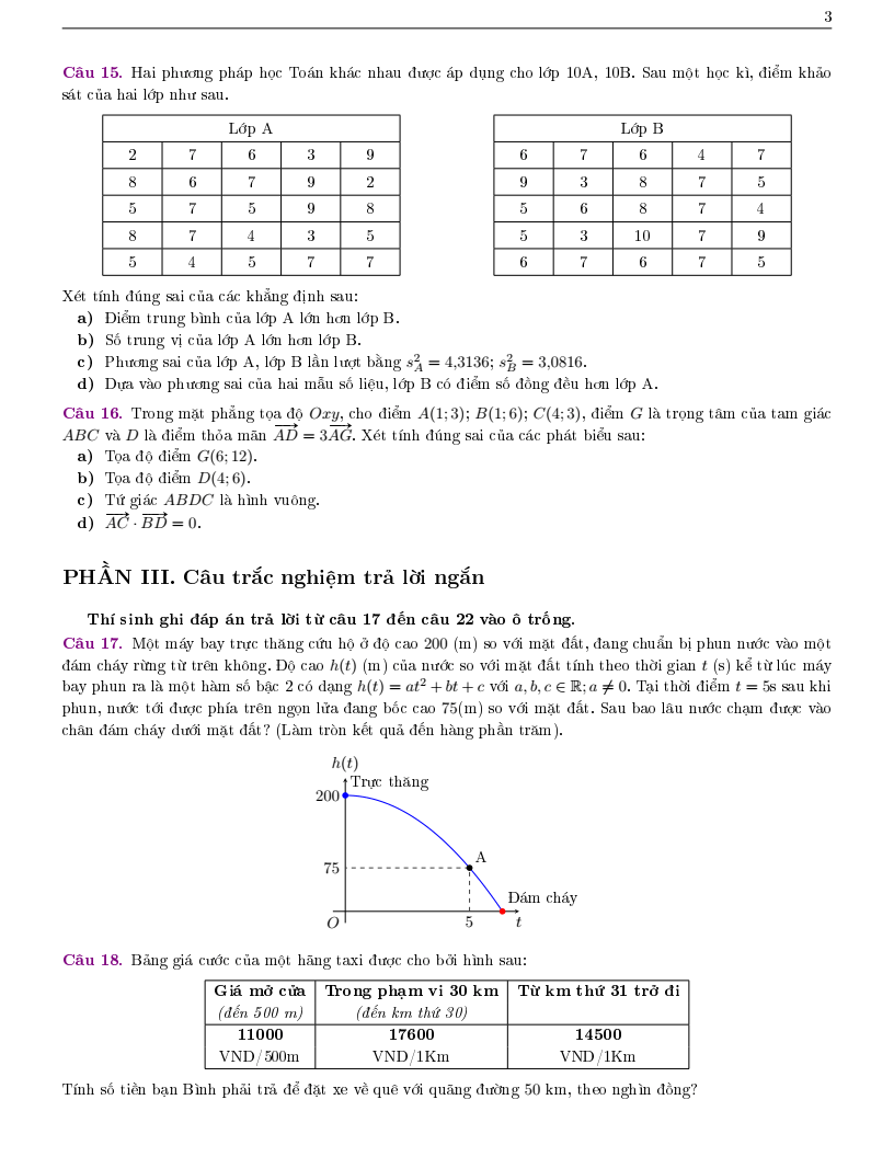 Đề thi Học kì 1 Toán 10 trường Lương Thế Vinh năm 2025-2026