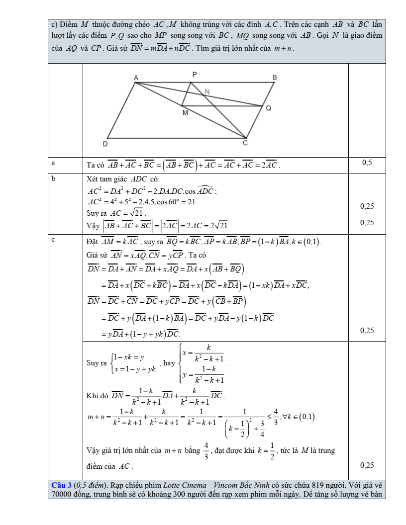 Đề thi Học kì 1 Toán 10 sở GD&ĐT Bắc Ninh năm 2025-2026
