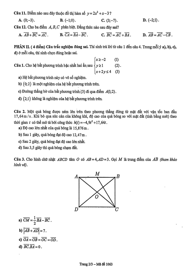 Đề thi Học kì 1 Toán 10 trường THPT Marie Curie năm 2025-2026