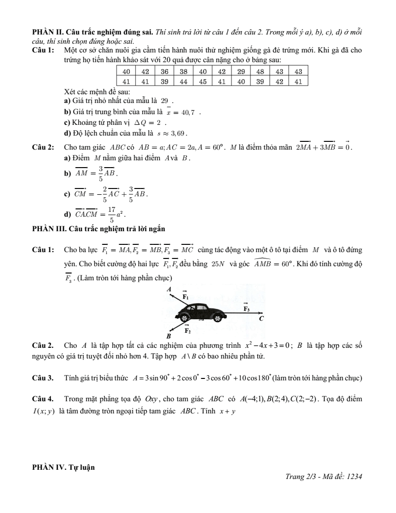 Đề thi Học kì 1 Toán 10 trường THPT Phùng Khắc Khoan năm 2025-2026
