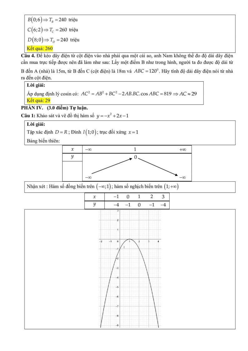 Đề thi Học kì 1 Toán 10 trường THPT Tây Thạnh năm 2025-2026
