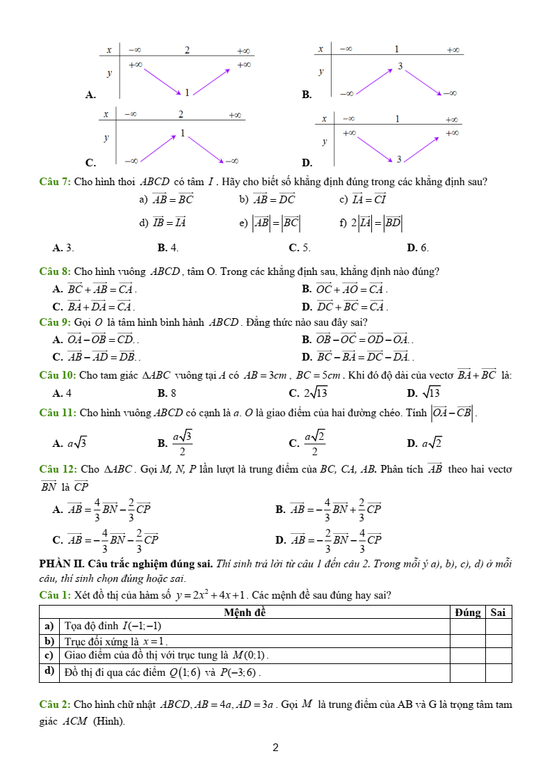 Đề thi Học kì 1 Toán 10 trường THPT Thủ Đức năm 2025-2026