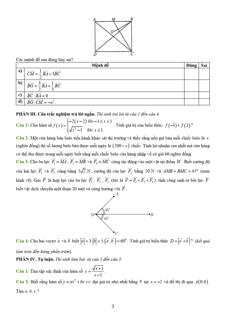 Đề thi Học kì 1 Toán 10 trường THPT Thủ Đức năm 2025-2026