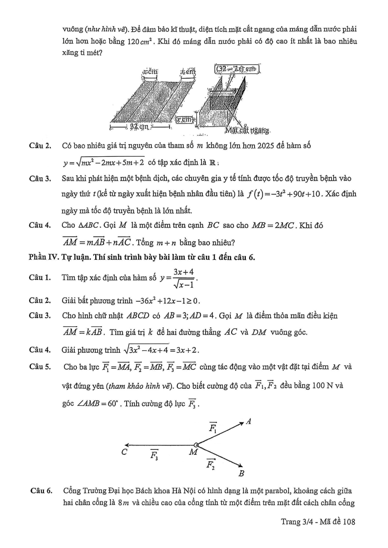 Đề thi Học kì 1 Toán 10 trường THPT Trần Phú năm 2025-2026