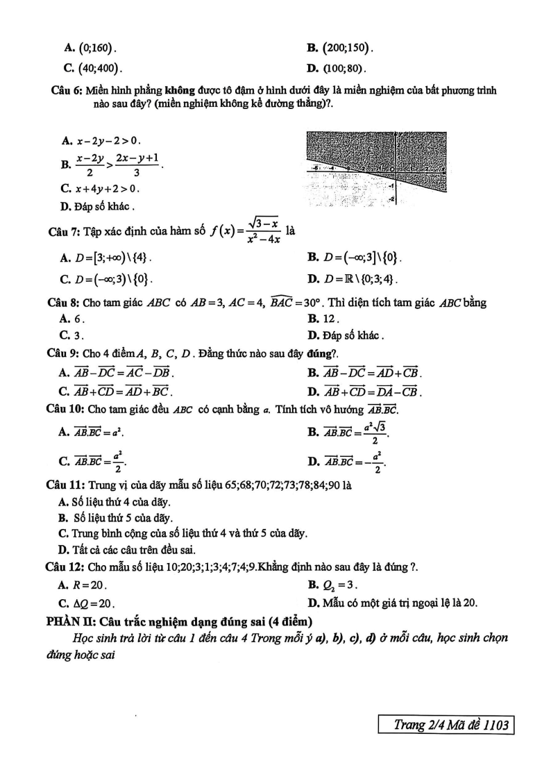 Đề thi Học kì 1 Toán 10 trường THPT Trần Phú năm 2025-2026