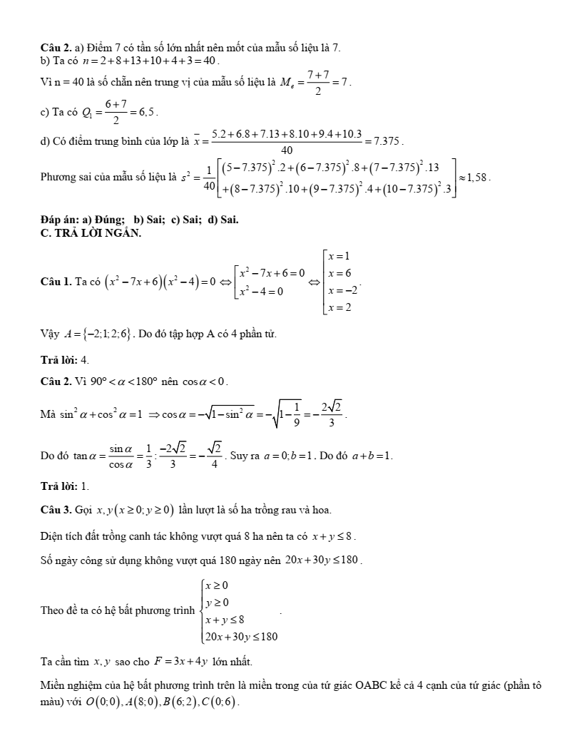 10 Đề thi Cuối kì 1 Toán 10 Kết nối tri thức (có đáp án)