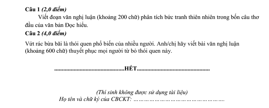 Đề thi Học kì 1 Văn 10 năm 2025-2026 trường THPT B Nghĩa Hưng (Ninh Bình)