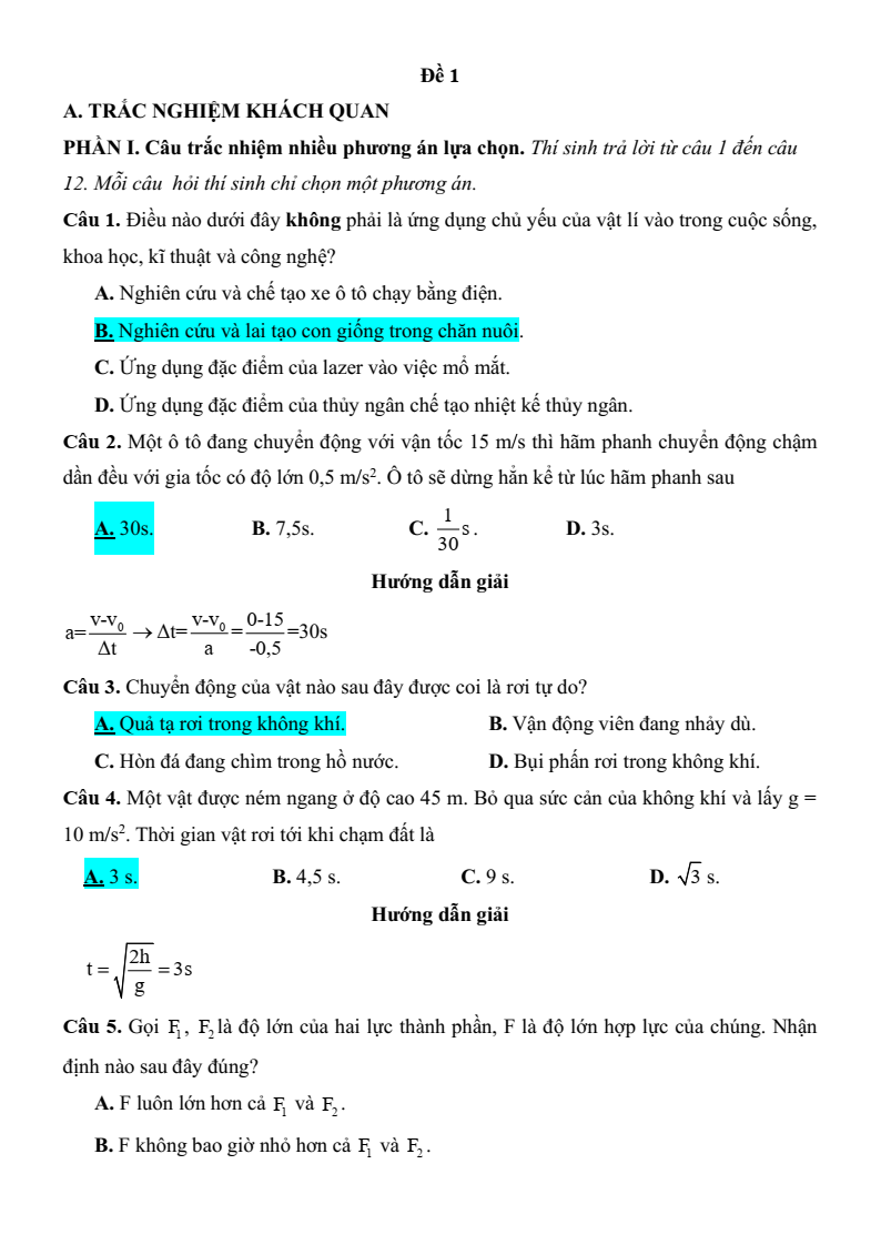 6 Đề thi Học kì 1 Vật Lí 10 Cánh diều năm 2025 (có đáp án)