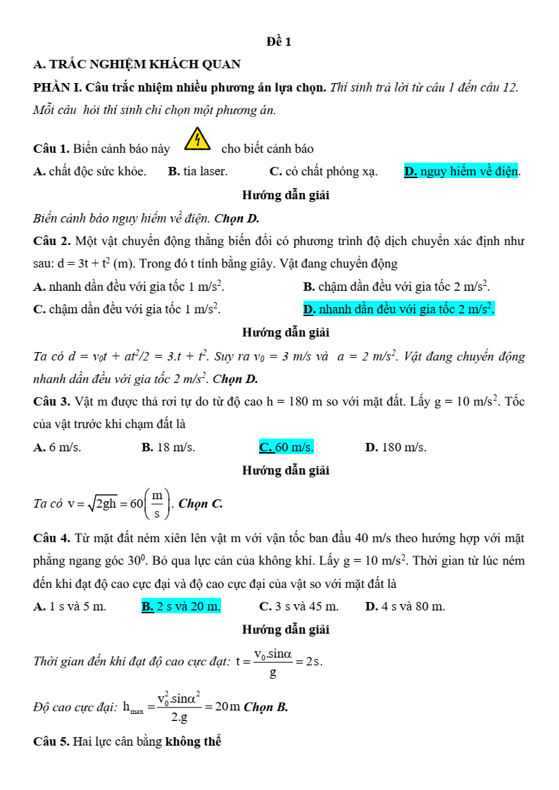 8 Đề thi Học kì 1 Vật Lí 10 Kết nối tri thức năm 2025 (có đáp án)