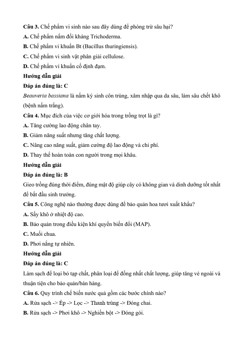 3 Đề thi Học kì 2 Công nghệ trồng trọt 10 Kết nối tri thức (có đáp án)