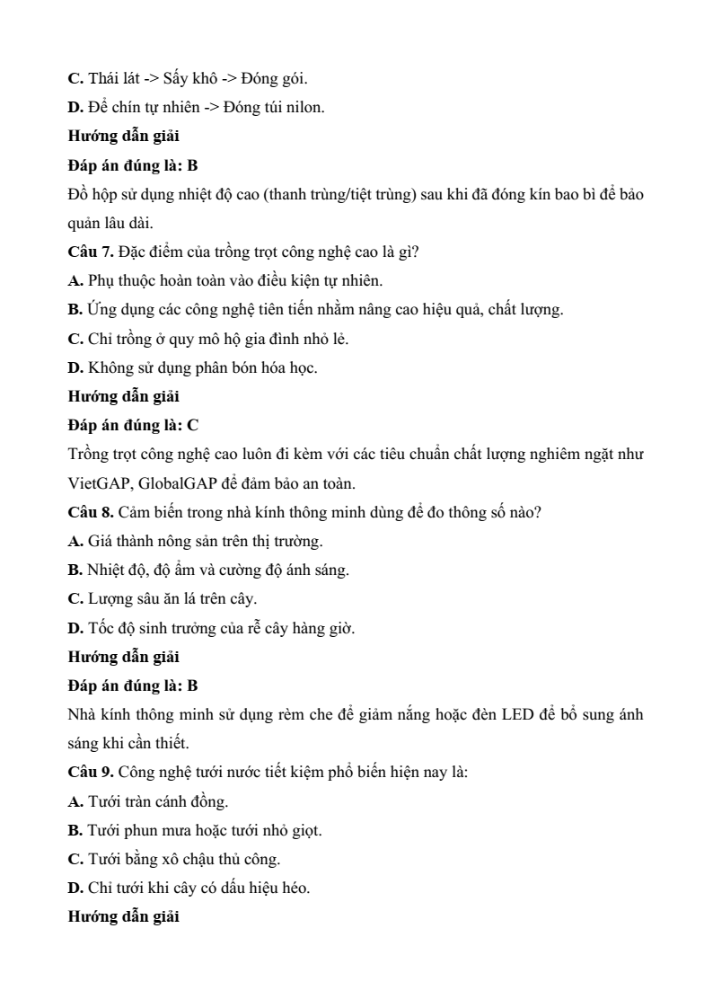 3 Đề thi Học kì 2 Công nghệ trồng trọt 10 Kết nối tri thức (có đáp án)