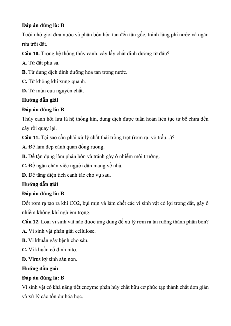 3 Đề thi Học kì 2 Công nghệ trồng trọt 10 Kết nối tri thức (có đáp án)