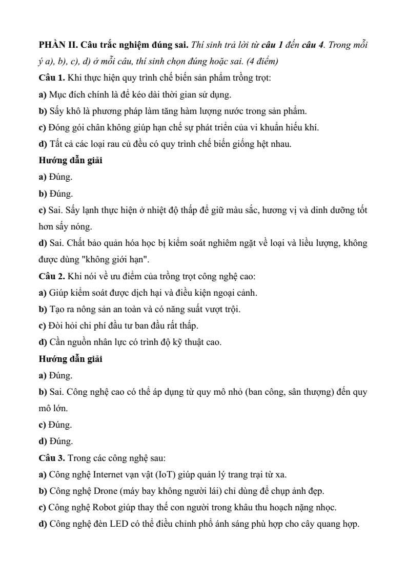 3 Đề thi Học kì 2 Công nghệ trồng trọt 10 Kết nối tri thức (có đáp án)