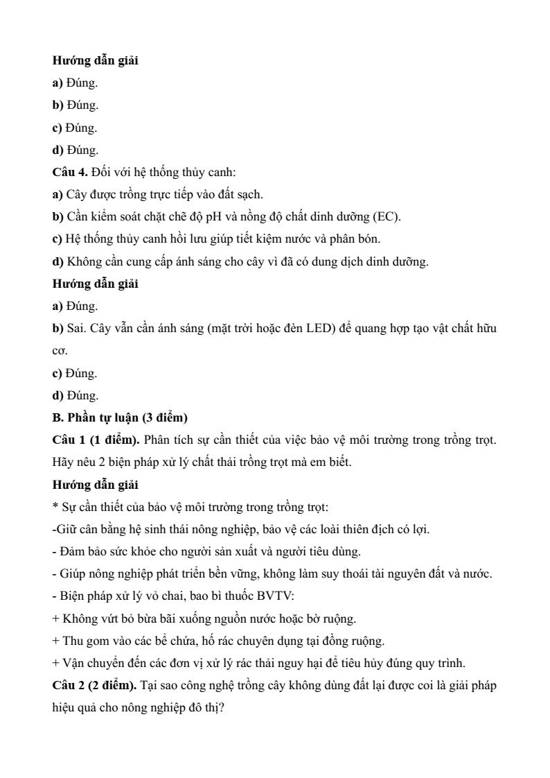 3 Đề thi Học kì 2 Công nghệ trồng trọt 10 Kết nối tri thức (có đáp án)