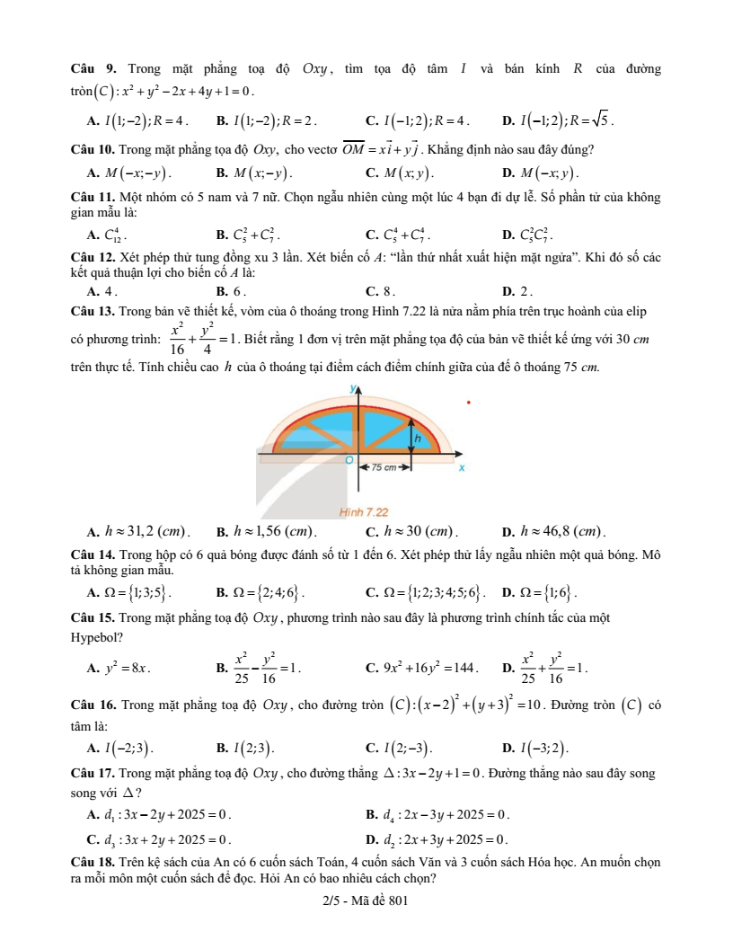 Đề thi Học kì 2 Toán 10 trường THPT chuyên Vị Thanh (Hậu Giang) năm 2024-2025
