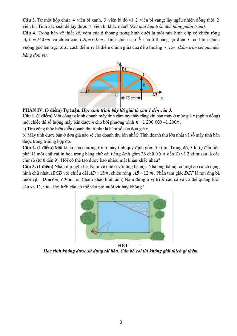 Đề thi Học kì 2 Toán 10 trường THPT Ngô Quyền (Đà Nẵng) năm 2024-2025
